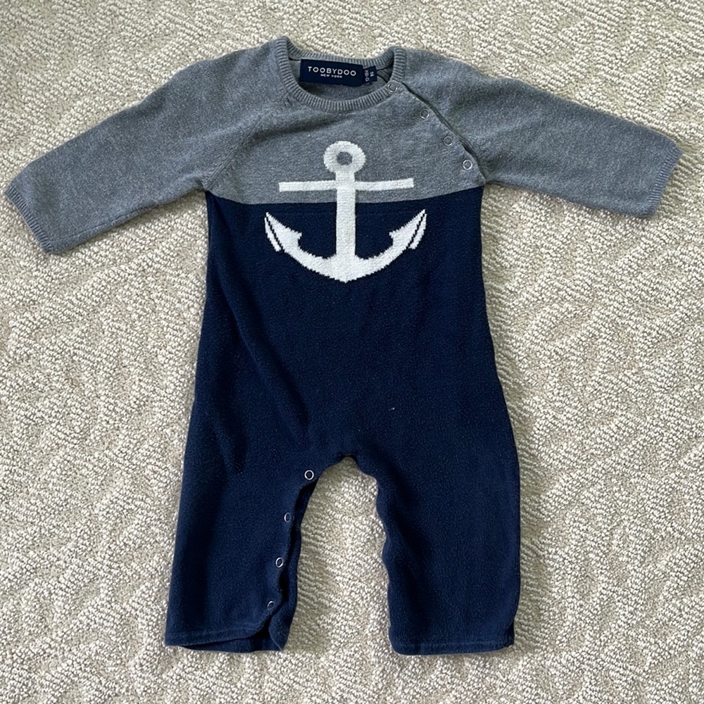 Toobydoo Cotton Knit Anchor Onesie